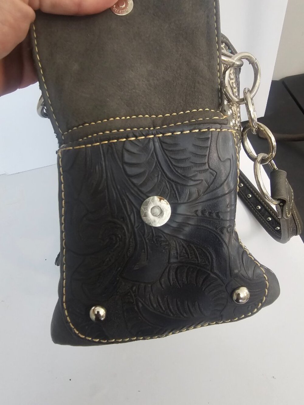 Montana West Bag Gray Western Chain Studded Bling Boho - Picture 11 of 12